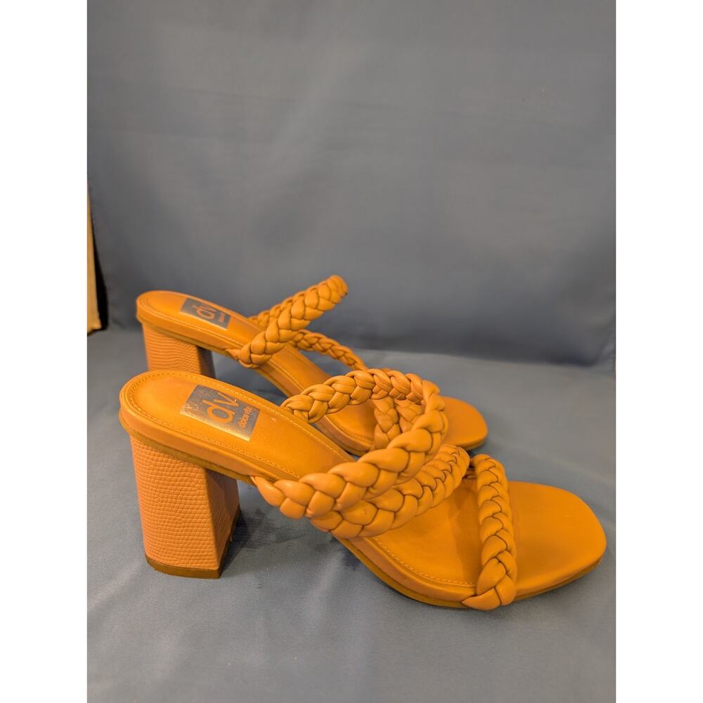Dolce Vita Braided Block Heeled Sandals Paily Stella Tan Leather Shoes Size 7 - Picture 5 of 8